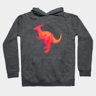 watercolor parasaurolophus dinosaur - red and orange Hoodie